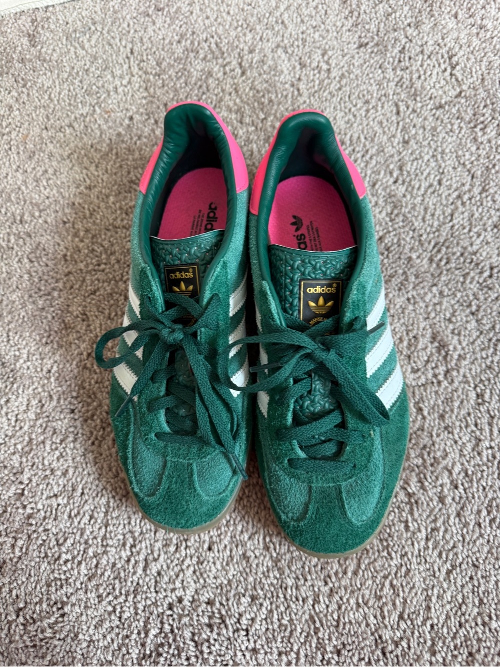 adidas Gazelle Green White Pink Suede Sneakers - Picture 4 of 15